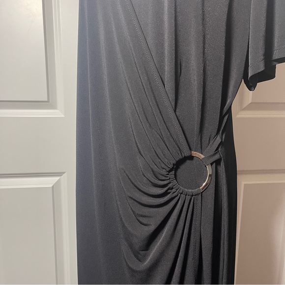 Lane Bryant Faux Wrap Short Sleeve Dress Slinky V-Neck Pullover Cap Sleeve sz 18 - Picture 2 of 11